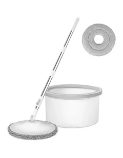 Spin Mop and Bucket Set in White/Grey