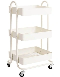 3 Tiers Kitchen Storage Trolley in White