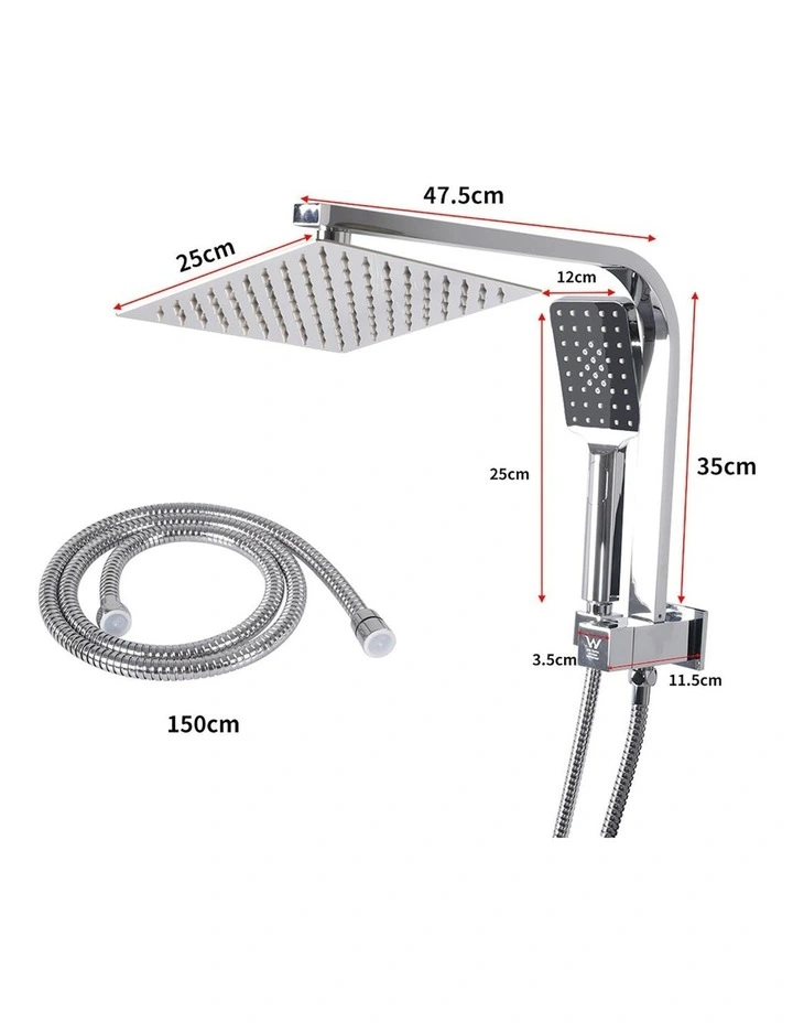 Square Shower Head Set in Silver image 3