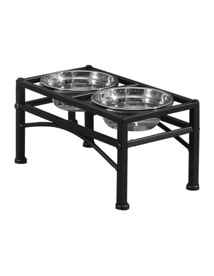 Dual Elevated Pet Bowl Feeder Stand in Silver image 1