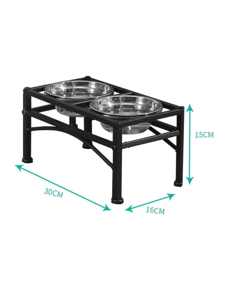 Dual Elevated Pet Bowl Feeder Stand in Silver image 3