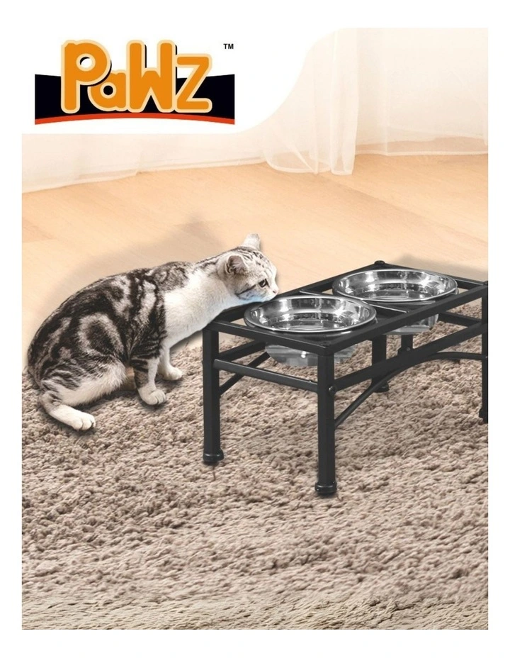 Dual Elevated Pet Bowl Feeder Stand in Silver image 7