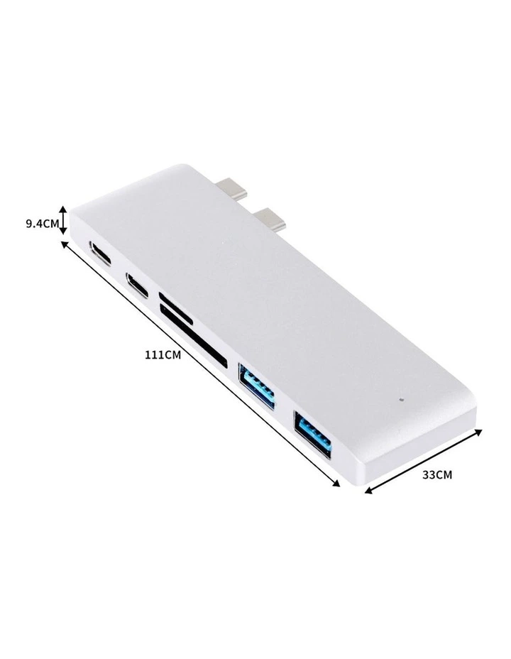 6 Port USB 3.0 Type-C HUB in Silver image 3