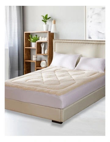 Mattress Topper Underlay Reversible Protector Double in Cream/White