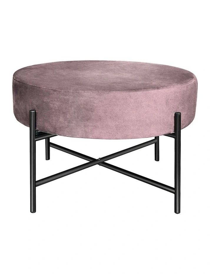 Foot Stool Velvet Accent Chair in Pink image 1