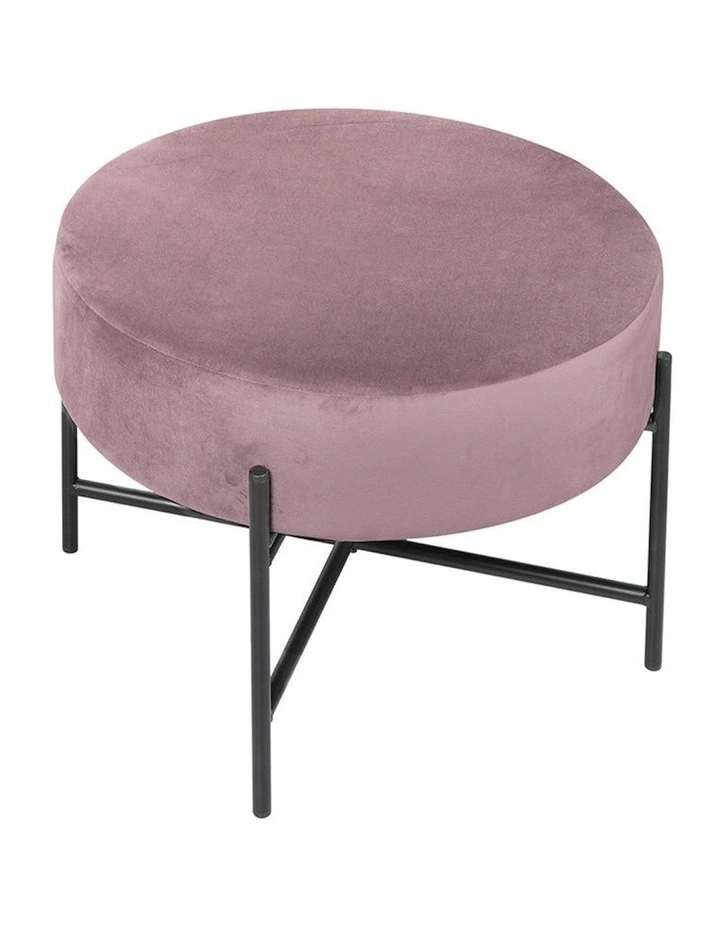 Foot Stool Velvet Accent Chair in Pink image 2