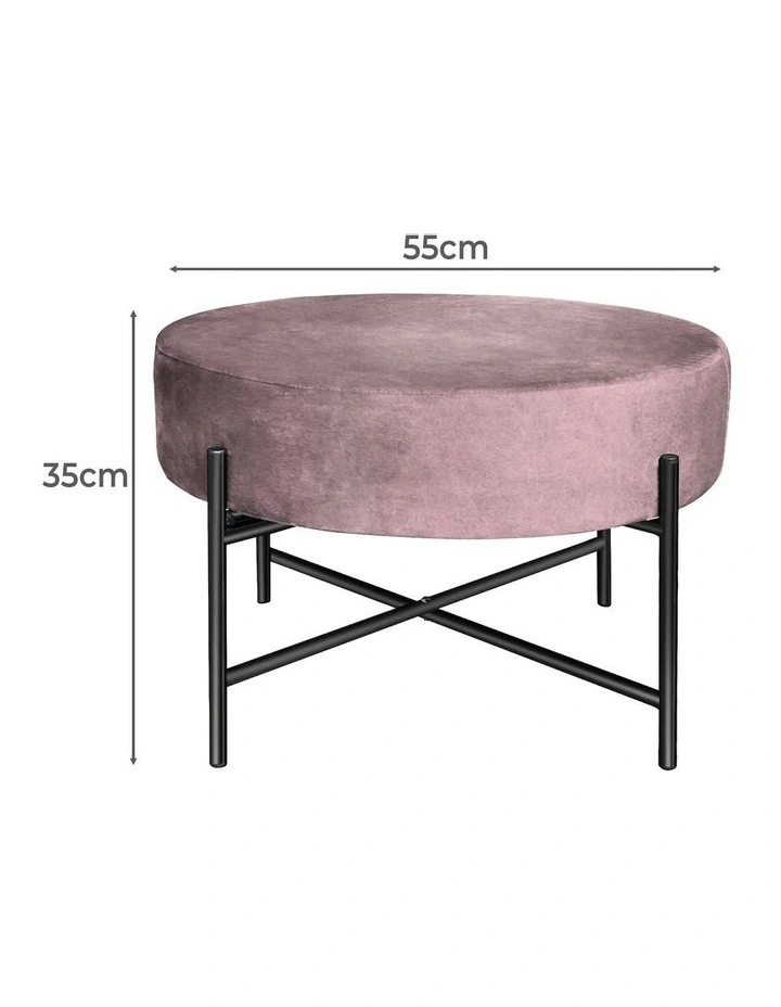 Foot Stool Velvet Accent Chair in Pink image 3