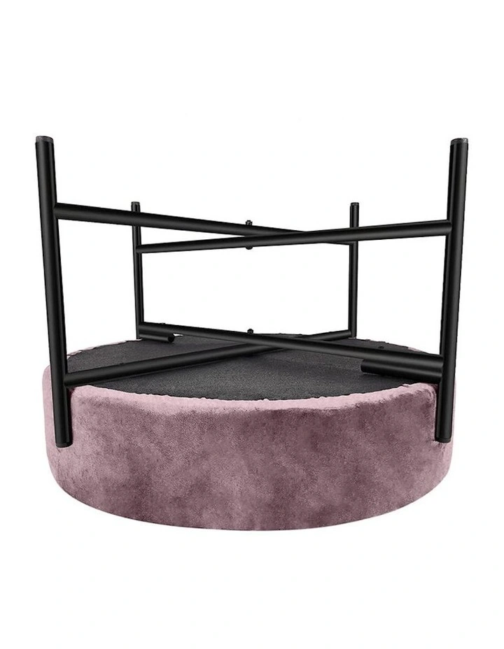 Foot Stool Velvet Accent Chair in Pink image 5