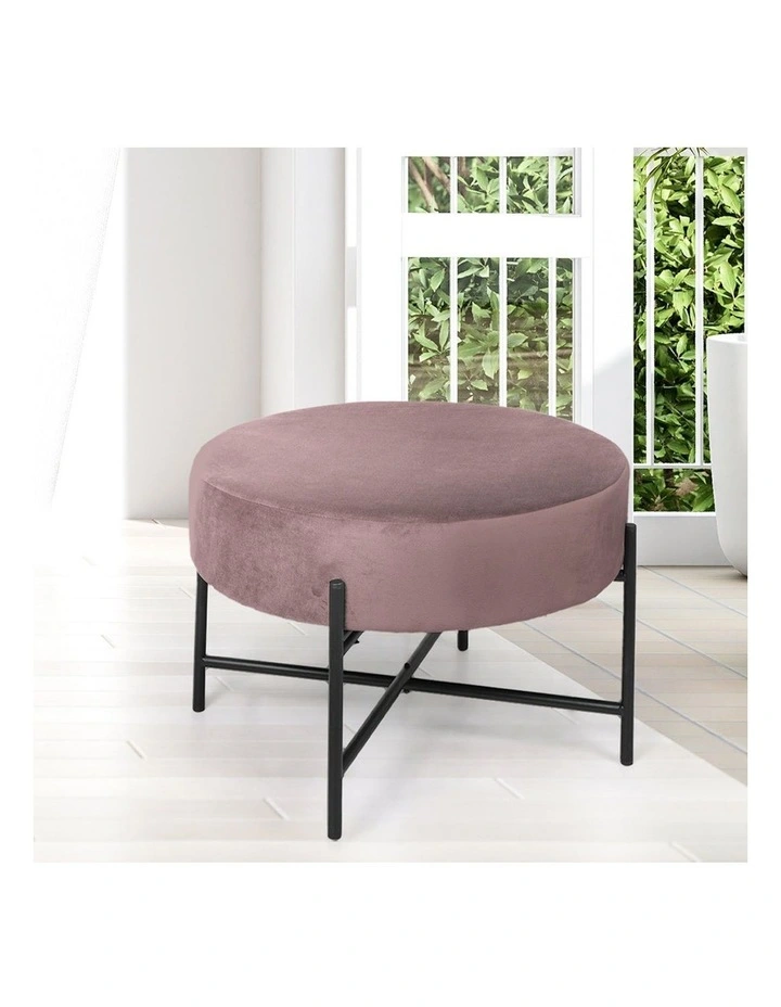 Foot Stool Velvet Accent Chair in Pink image 7