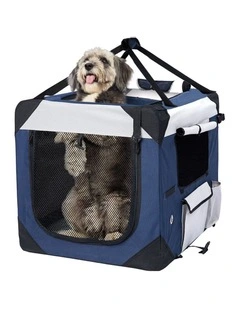 Spacious Outdoor Travel Hand Portable Crate L Pet Carrier Bag in Blue