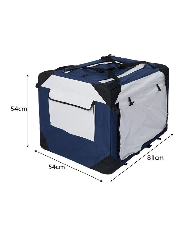 Spacious Outdoor Travel Hand Portable Crate L Pet Carrier Bag in Blue image 3