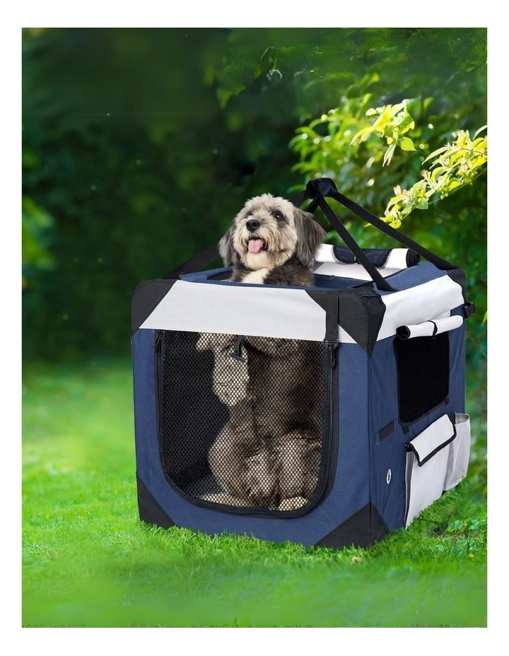 Outdoor Portable Soft Kennel Pet Carrier Bag Medium in Blue image 2