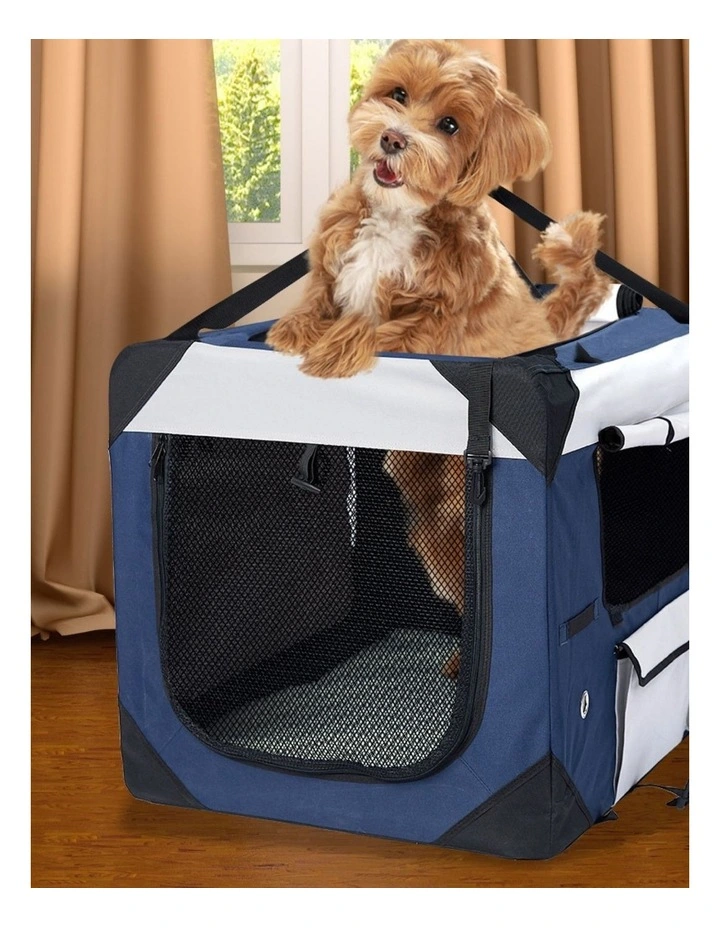Outdoor Portable Soft Kennel Pet Carrier Bag Medium in Blue image 7
