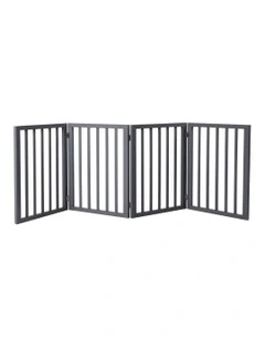 4 Panels Wooden Pet Gate in Black