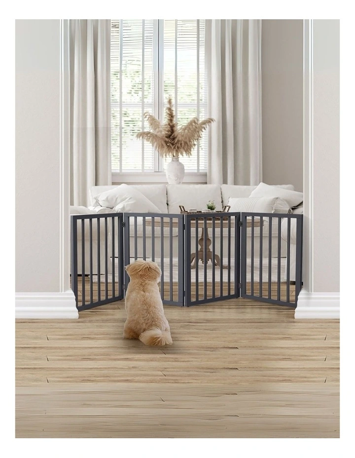 4 Panels Wooden Pet Gate in Black image 7