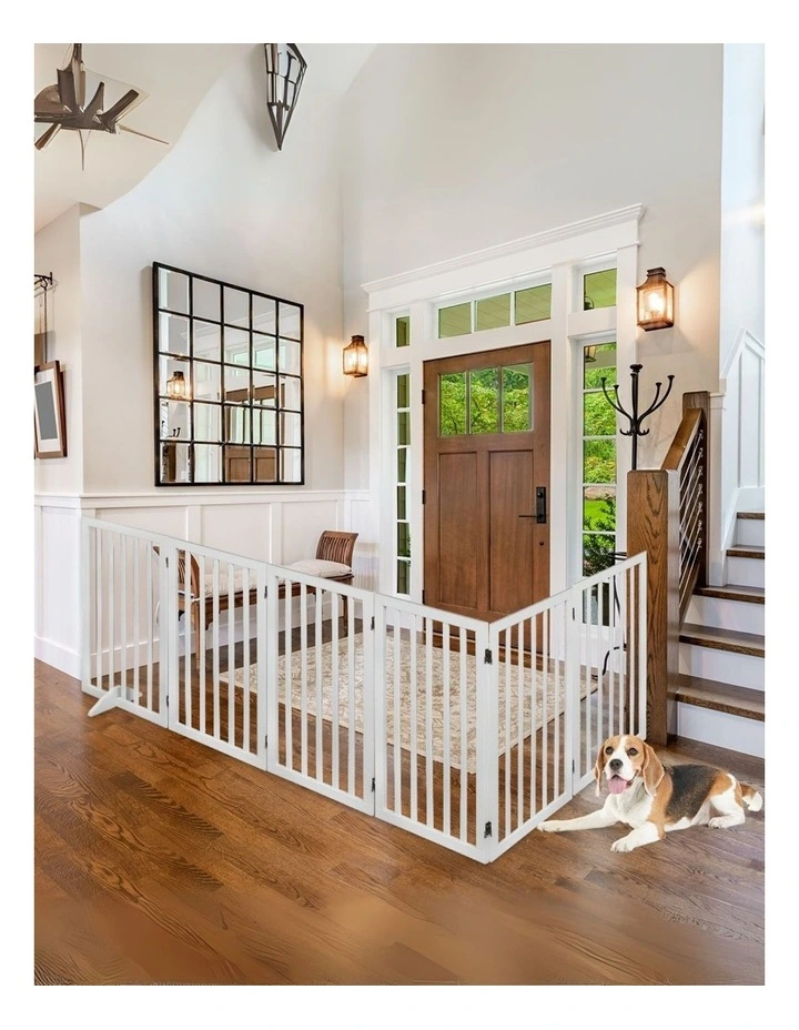 Wooden Pet Gate Dog in White image 2