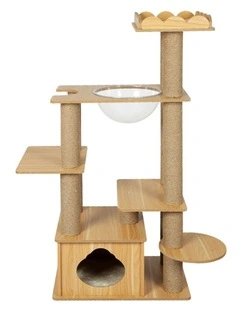 Cat Wood Scratching Tree Tower 130cm in Multi
