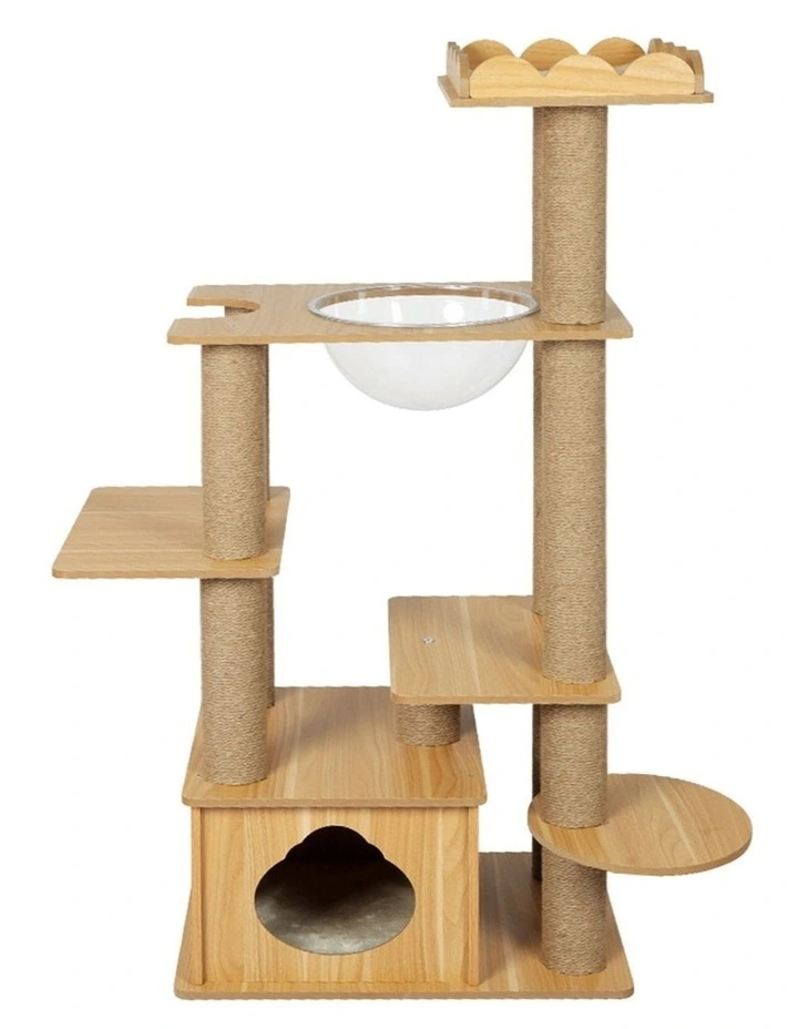 Cat Wood Scratching Tree Tower 130cm in Multi image 1