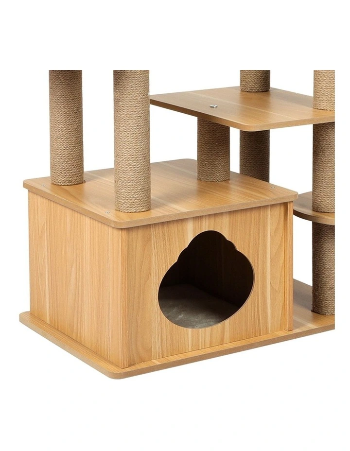 Cat Wood Scratching Tree Tower 130cm in Multi image 5
