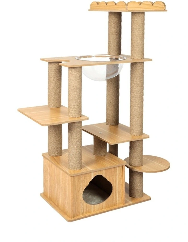 Cat Wood Scratching Tree Tower 130cm in Multi image 6