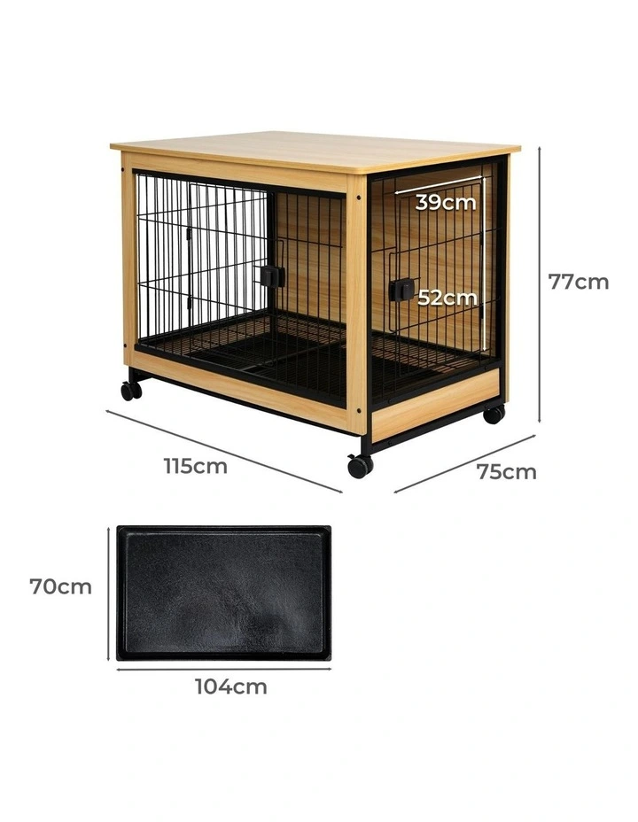 Wooden Wire Dog Kennel XXL in Multi image 3