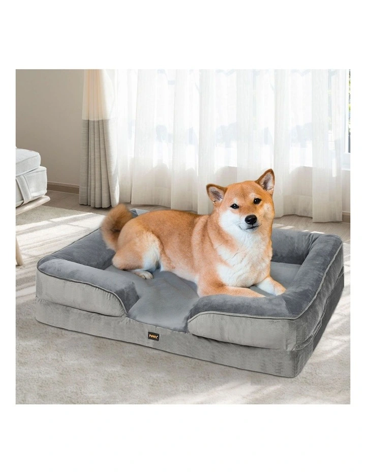Washable Removable Orthopedic L Pet Sofa Bed Cushion in Grey image 7