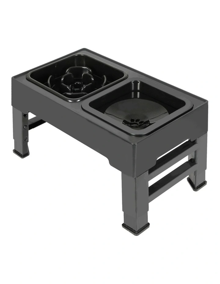 Elevated Pet Feeder Food Water Bowl in Black image 1