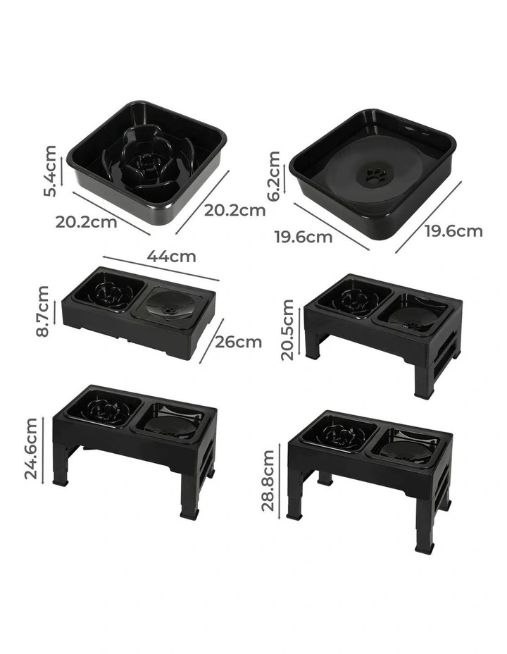 Elevated Pet Feeder Food Water Bowl in Black image 3