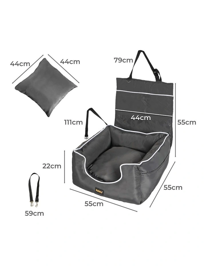 Pet Backrest Safe Travel Bed in Grey image 3