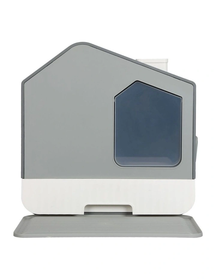 Fully Enclosed Cat Litter Box in Grey image 1