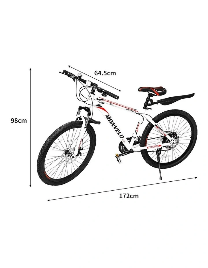 21 Speed Front Suspension Carbon Steel Mountain Bike in White image 3