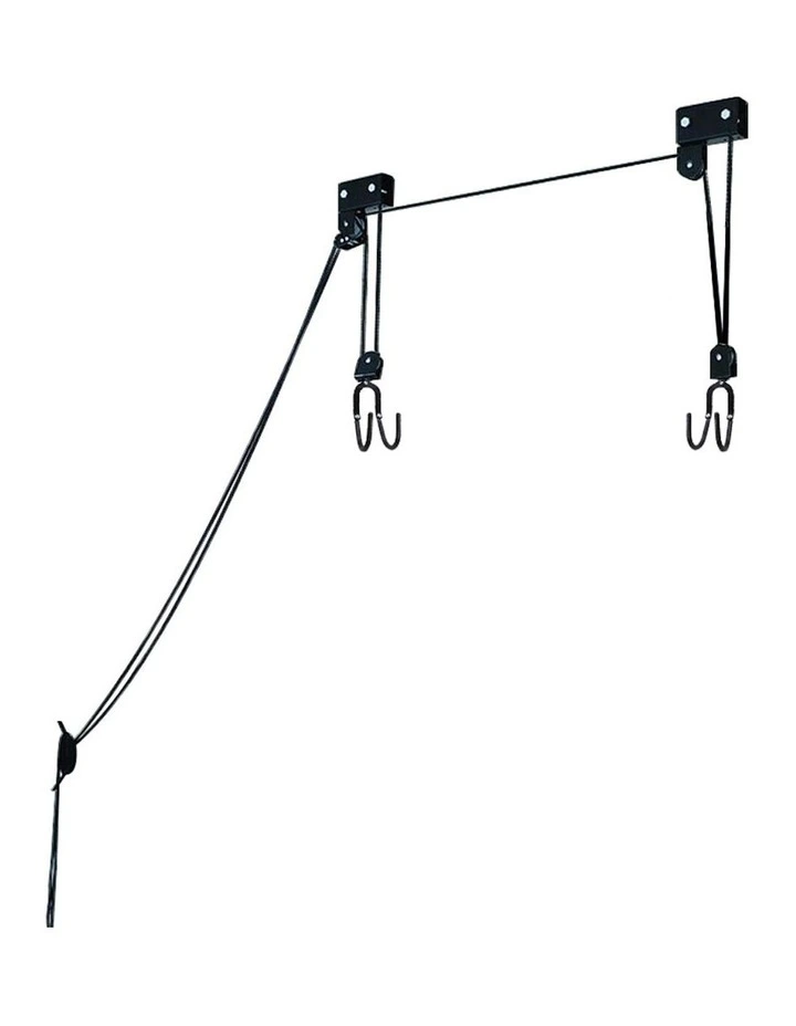 Kayak Hoist Pulley 54kg Bike Holder Lift Garage Ceiling Storage Rack in Black image 1