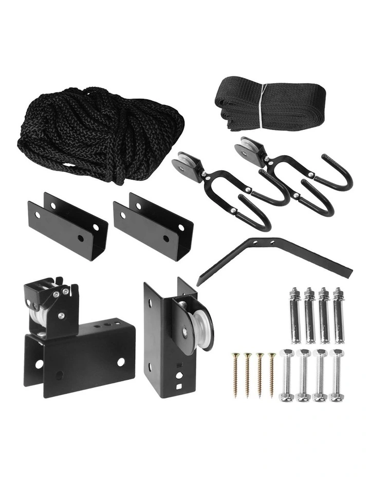 Kayak Hoist Pulley 54kg Bike Holder Lift Garage Ceiling Storage Rack in Black image 2