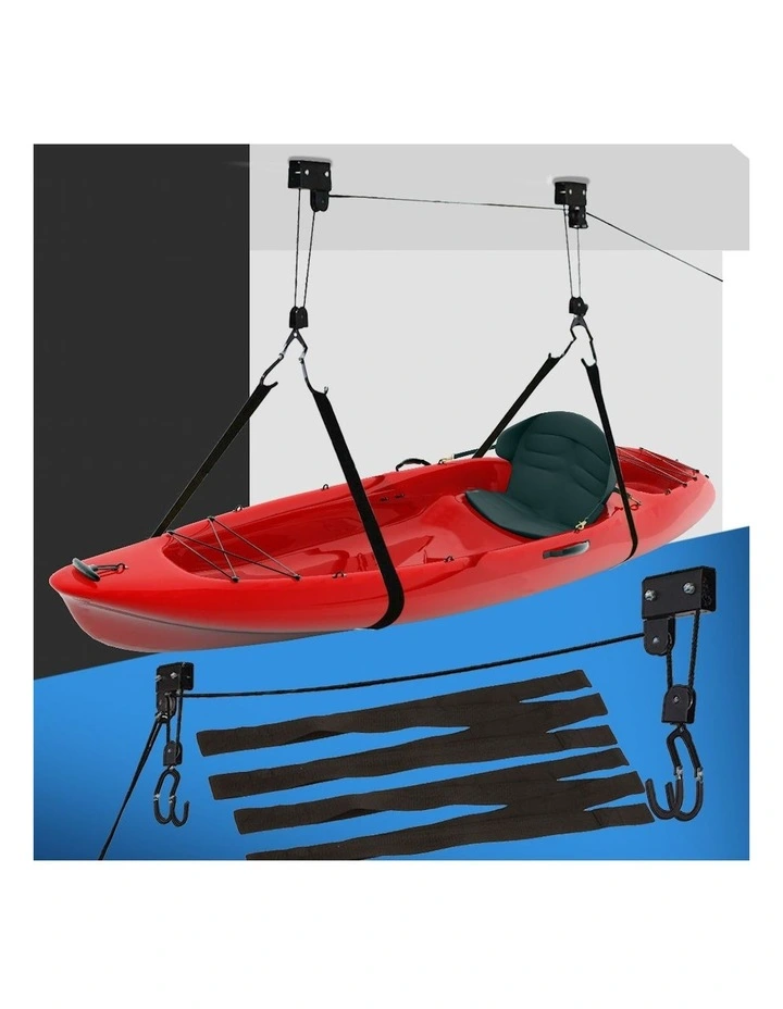 Kayak Hoist Pulley 54kg Bike Holder Lift Garage Ceiling Storage Rack in Black image 7