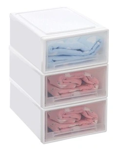 Plastic Storage Box Stackable Containers 3 Pack in Transparent