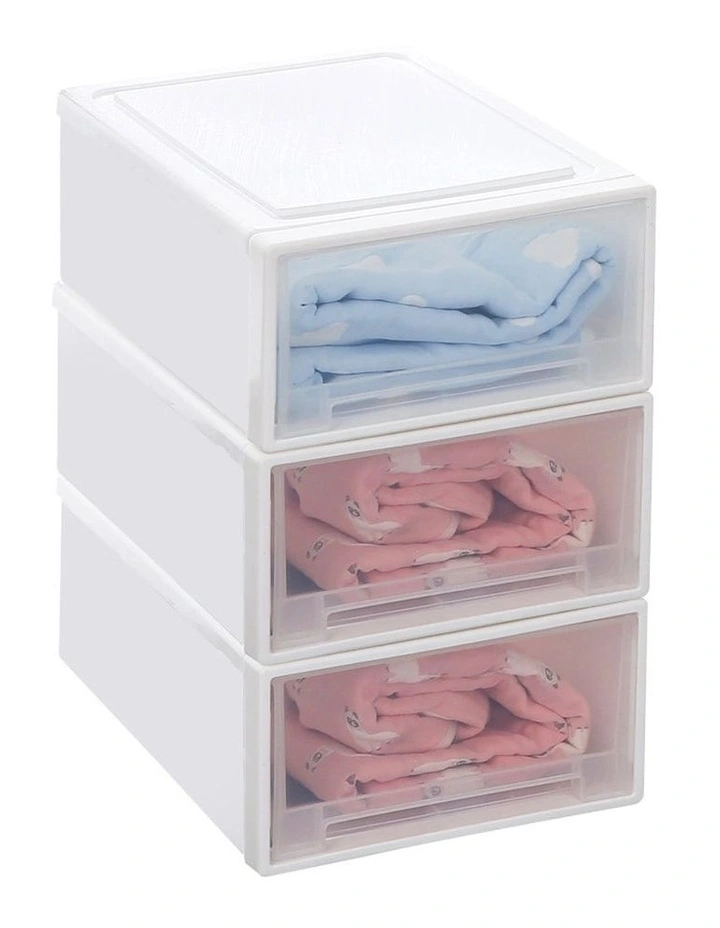 Plastic Storage Box Stackable Containers 3 Pack in Transparent image 1