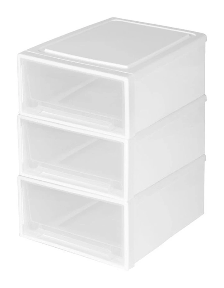 Plastic Storage Box Stackable Containers 3 Pack in Transparent image 2