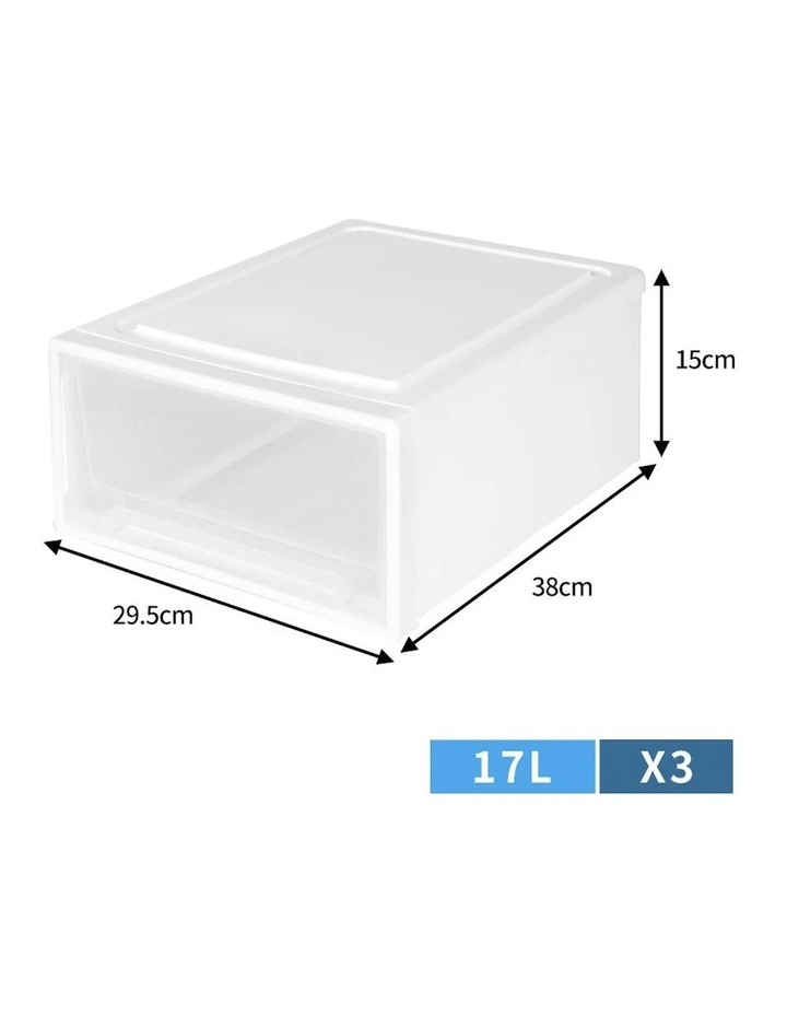 Plastic Storage Box Stackable Containers 3 Pack in Transparent image 3