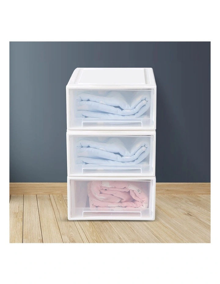 Plastic Storage Box Stackable Containers 3 Pack in Transparent image 7