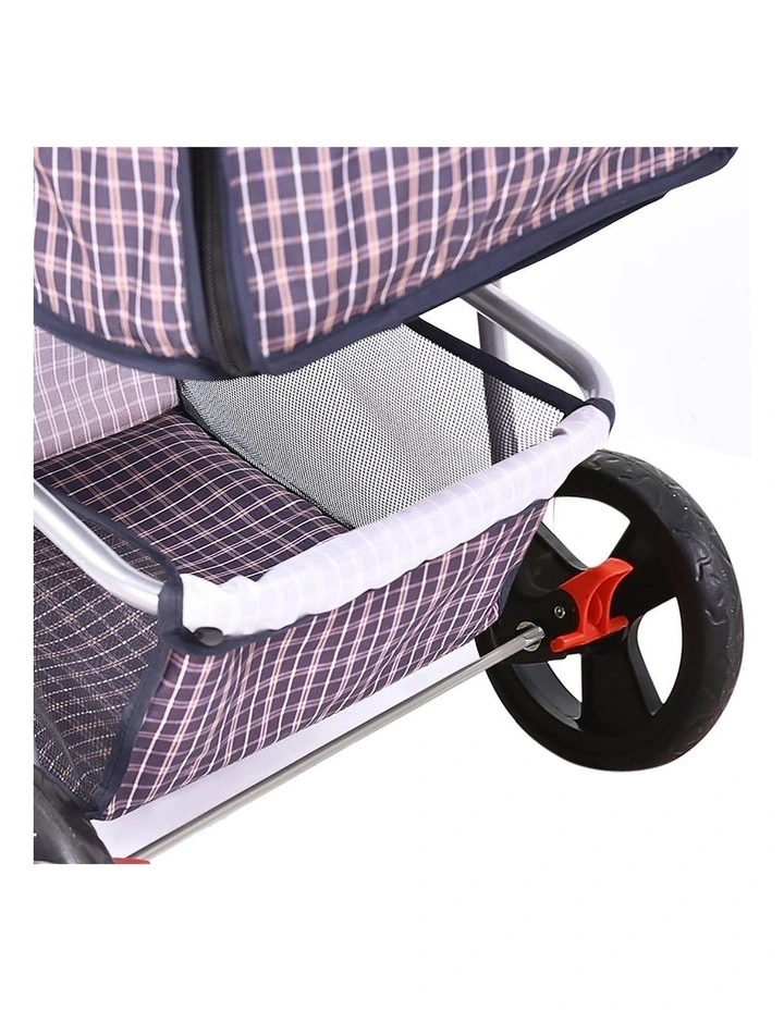Foldable 4 Wheels Large Pet Stroller in Plaid image 4