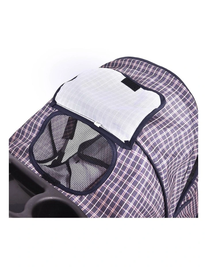 Foldable 4 Wheels Large Pet Stroller in Plaid image 5
