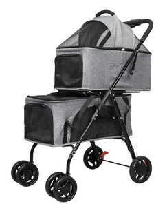 Two-tier Pet Stroller in Grey