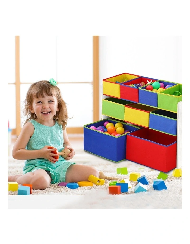 3 Tier 9 Bins Storage Toy Box in White image 7