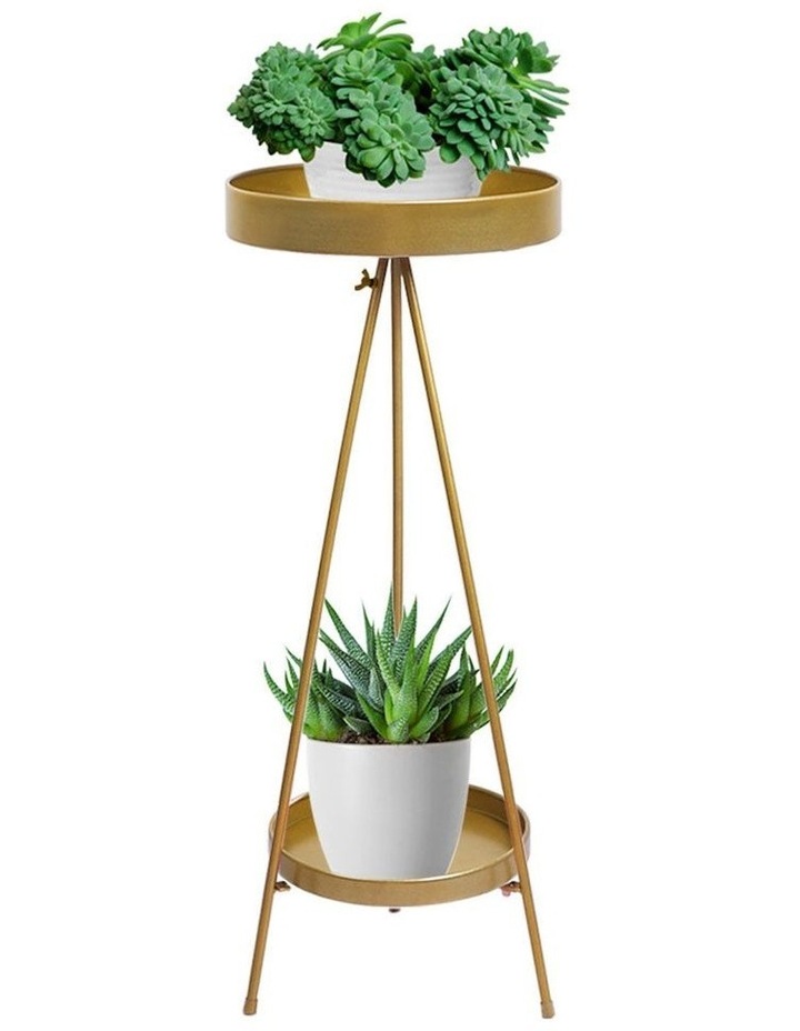 2 Tiers Outdoor Plant Stand in Gold
