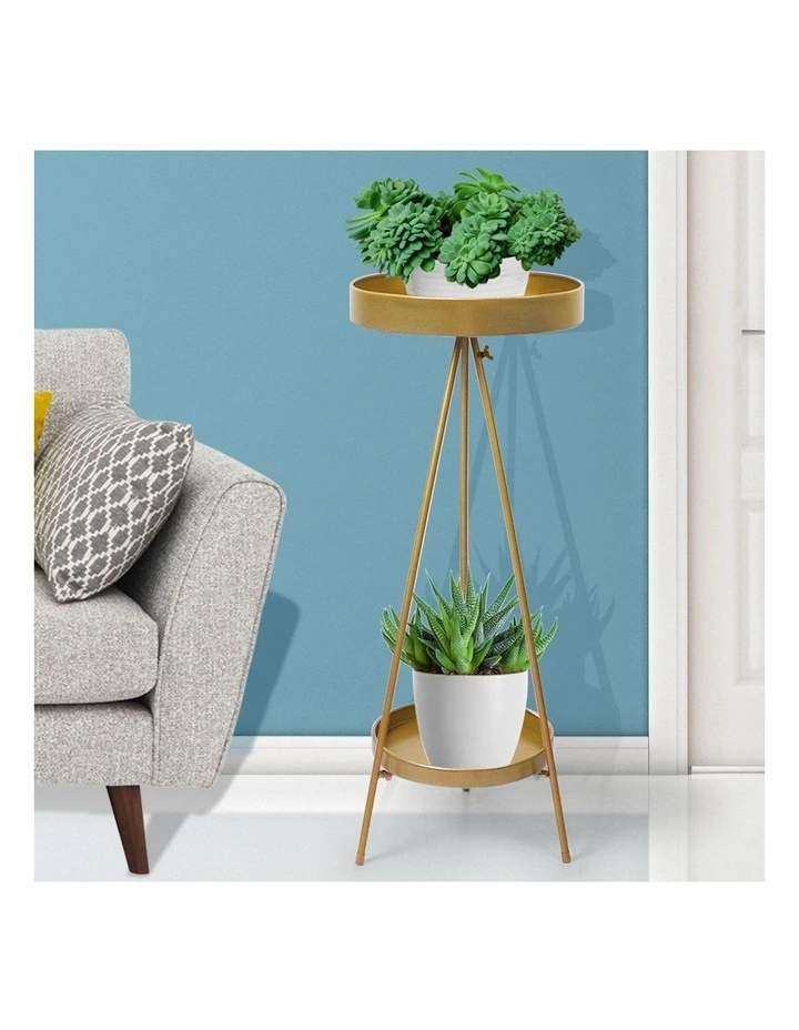 2 Tiers Outdoor Plant Stand in Gold image 7