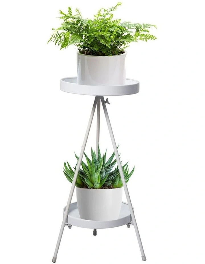 2 Tier Outdoor Indoor Plant Stand in White image 1