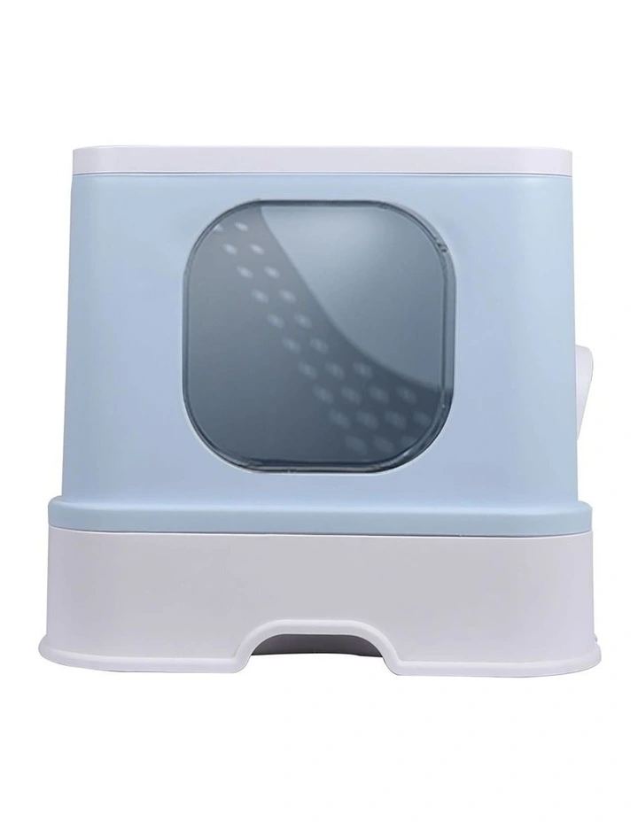 Litter Box Fully Enclosed Kitty Toilet in Blue image 1