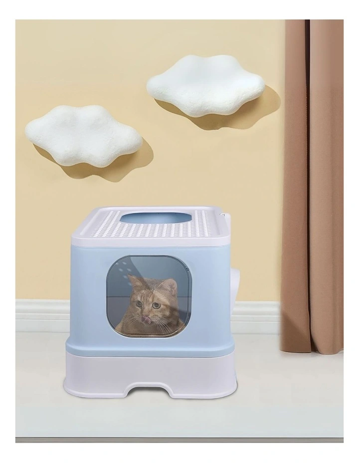 Litter Box Fully Enclosed Kitty Toilet in Blue image 2