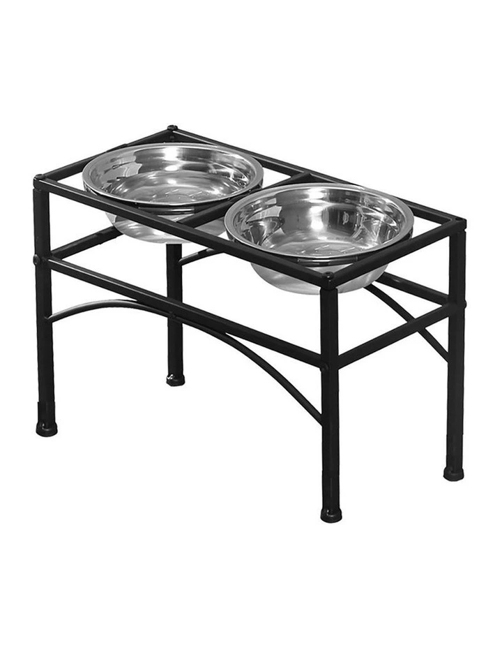 Dual Elevated Raised Stainless Steel Pet Food Water Bowl Stand image 1