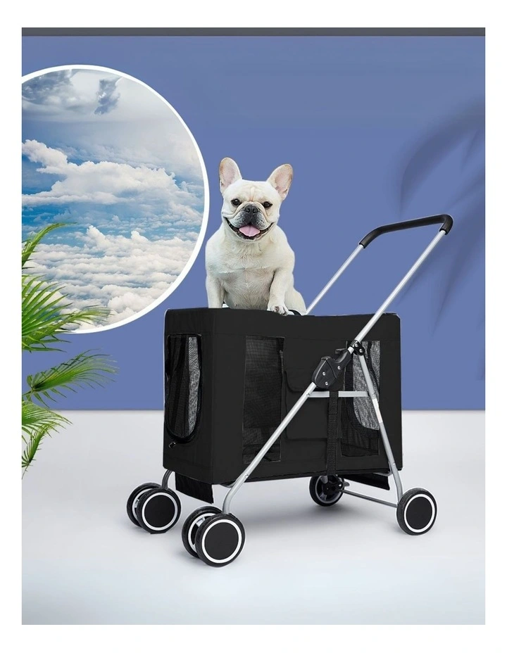 Foldable Pet Stroller in Black image 2